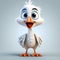 Cute White Cartoon Goose Sculpted In Disney Animation Style
