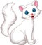 Cute white cat cartoon sitting