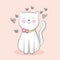 Cute white cat. vector design