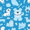 Cute White Dogs on a blue background.