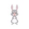 Cute white hare, lovely animal cartoon character front view vector Illustration