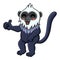 Cute white headed langur cartoon giving thumb up