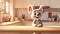 Cute White Kangaroo Animated Animal On Kitchen Counter