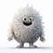 Cute White Monster Figurine On White Background - Spiky Mounds Style