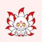Cute white nine tailed fox mascot