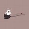 Cute white owl with a letter sitting on a broomstick. \\\