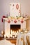 Cute white and red room with lots of heart-shaped decoration