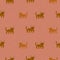 Cute wild cheetah cat seamless pattern abstract characters. Hand drawn cute design vector texture.
