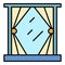 Cute window curtain icon color outline vector