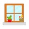 Cute Window House Illustration Vector Clipart