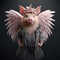 Cute Winged Pig In Medieval Fantasy Style With Elaborate Costumes