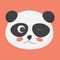 Cute winking panda face could be used as a smiling emoji, emoticon, poster, etc.