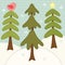 Cute winter card with forest fir trees as retro patch applique