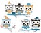Cute winter owls with tree branches