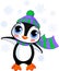 Cute winter penguin with hat and scarf