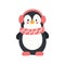 Cute Winter Penguin Illustration. cute penguin wearing warm clothes