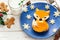 Cute winter style fox shaped cheese sandwich withmilk for Christmas