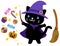 Cute witch black cat Halloween