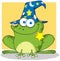 Cute Wizard Frog With A Magic Wand In Mouth