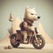 Cute Wolf Riding A Motorcycle