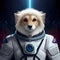 Cute wolf wearing an astronaut suit - ai generated image