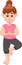 Cute woman cartoon excersing yoga sport standing on one leg with smile