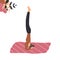 Cute woman does yoga on mat. Young lady in yoga posture Headstand or Shirshasana,mindfulness practice,spiritual discipline at home