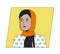 Cute woman in hijab flat color cartoon avatar icon