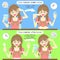 Cute woman take vitamin,medicine,pill,drug before and after meals concept