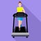 Cute woman treadmill icon, flat style