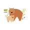Cute wombat family. Baby cartoon design, composition