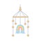 Cute wooden baby mobile for crib with rainbow, Hanging threads and beads