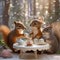 Cute woodland animals having a tea party Delightful and charming scene suitable for childrens illustrations2