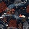 Cute Woodland with seamless pattern