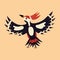 Cute woodpecker. Spread his wings. Forest bird. Flat vector
