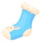 Cute woolen sock with rabbit pattern. Cartoon icon