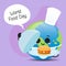 Cute world serving burger in world food day illustration vector