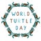 Cute world turtle day circle cartoon vector illustration motif set