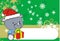 Cute xmas gift baby rhino cartoon background