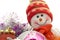 Cute Xmas snowman and decoration baubles