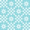 Cute y2k patchwork Christmas seamless pattern background with snowflake icon, monochrome blue checkerboard backdrop