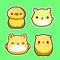 cute yellow adorable chubby animals cartoon sticker set of 4 for children toys