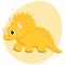 Cute yellow baby dinosaur on a gentle abstract background, children\\\'s illustration, postcard