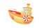 Cute yellow boat on white background. Cartoon transport for kids cards, baby shower, birthday invitation, house interior. Bright