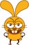 Cute yellow bunny in an angry attitude