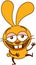 Cute yellow bunny laughing animatedly