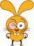 Cute yellow bunny winking and making thumbs up