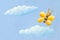 Cute yellow butterfly in the sky