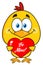 Cute Yellow Chick Cartoon Character Holding A Heart