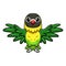 Cute yellow collared love bird cartoon